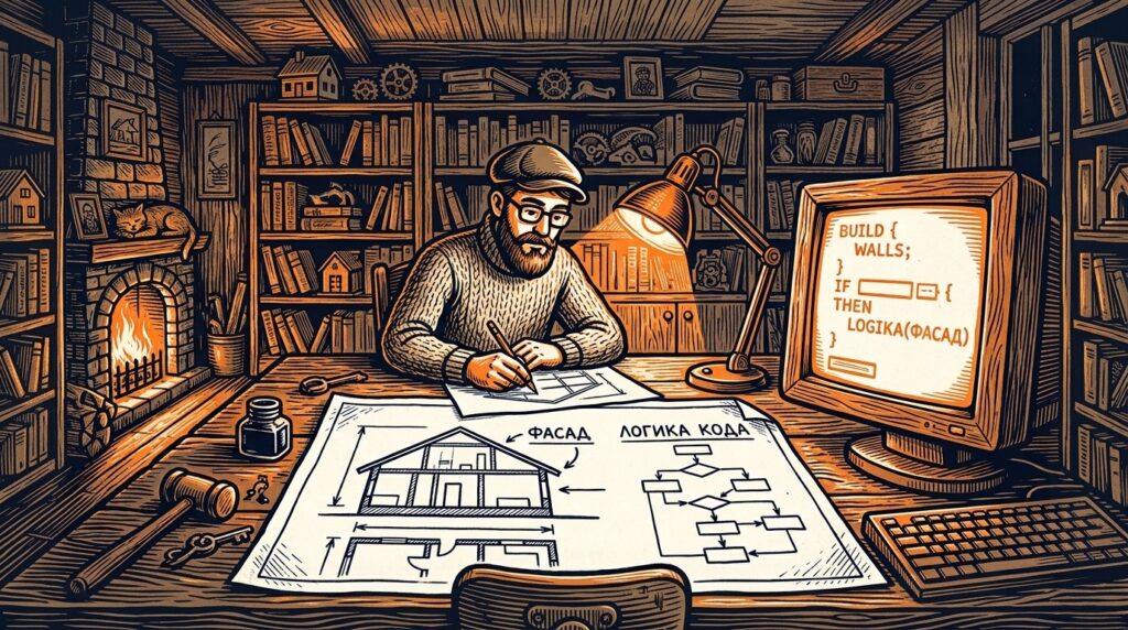 Современный веб-разработчик как строитель цифровых зданий возводит работающую конструкцию по чертежу.