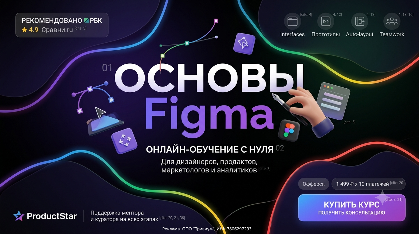 Освойте Figma с нуля за 2 месяца: научитесь проектировать интерфейсы, создавать адаптивные макеты и интерактивные прототипы. Пройдите обучение на реальных кейсах