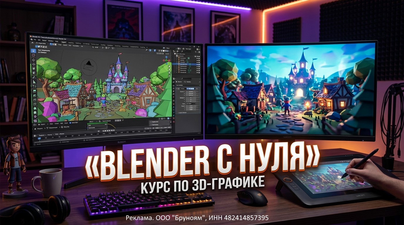 Освойте 3D-моделирование в Blender с нуля за 2 месяца: практический курс, работа с наставником и создание портфолио.